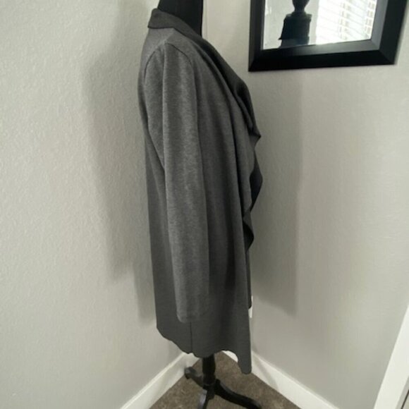 SHINESTAR Lightweight Long Gray Duster Cardigan Jacket Coat Medium - Picture 3 of 9